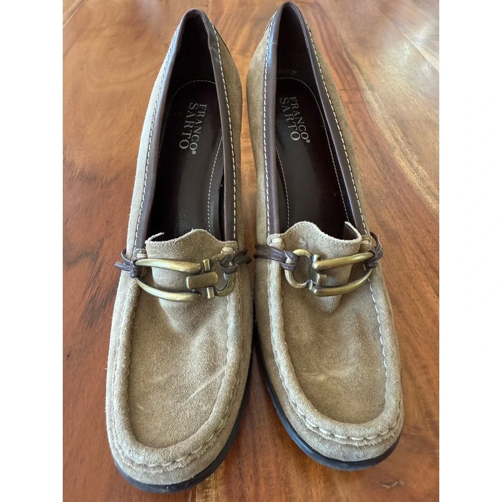 Franco Sarto Women's Heeled Brown Loafers Size 10M